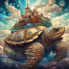 spirit animal turtle carrying the world - by generative ai