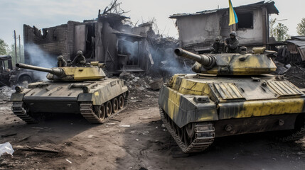 military tank army modern war warzone - by generative ai