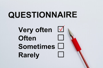 Tick the very often box on questionnaire form
