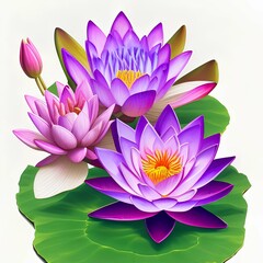 watercolor lotus bouquet, purple lotus, oil painting - generative ai
