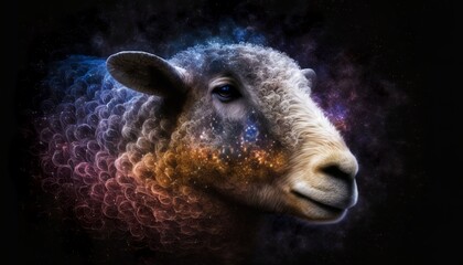 Fototapeta premium sheep's head depicted on a galaxy background