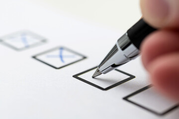 Cross on the checklist sheet