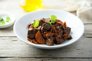 Traditional beef ragout with vegetables