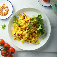 Homemade vegan pilau with sun dried tomatoes
