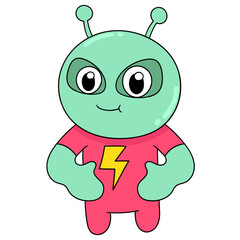 Simple illustration of a cute alien creature with smiling face against a white background