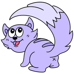 Simple illustration of a purple skunk animal against a white background