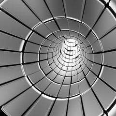 Naklejka premium Silver abstract tunnel shapes futuristic