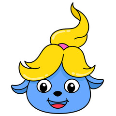 Simple illustration of a blonde woman's head with smiling face against a white background