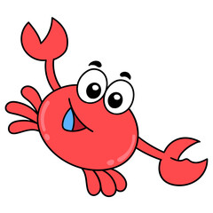 Smiling cartoon crab isolated on white background