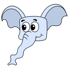Cartoon elephant face isolated on white background