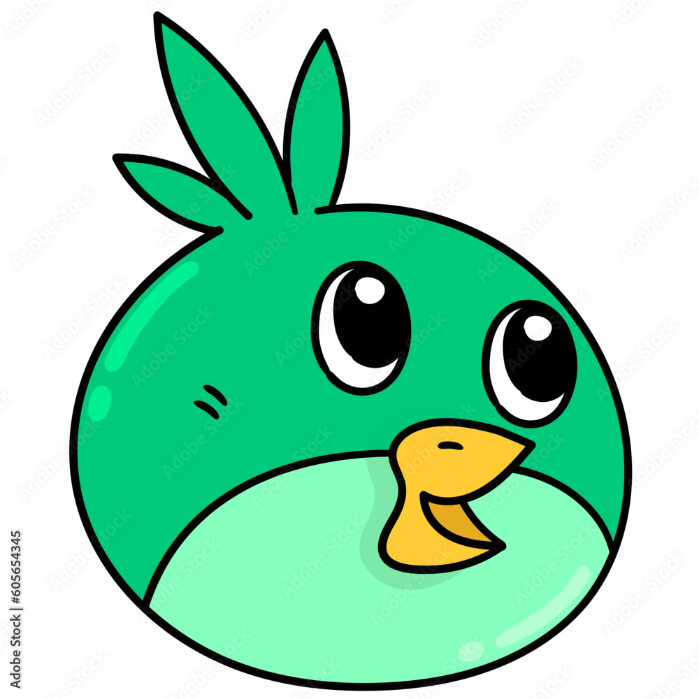 Sticker colorful vector illustration of a green bird face