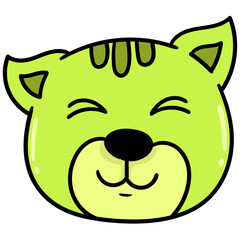 Colorful vector illustration of a cute cartoon cat face