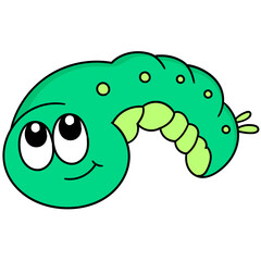 Colorful vector illustration of a cute cartoon worm