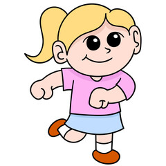 Colorful vector illustration of a cute cartoon girl