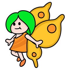 Colorful vector illustration of a cute cartoon fairy