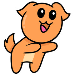 Colorful vector illustration of a cute cartoon dog