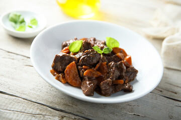 Traditional beef ragout with vegetables