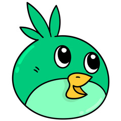 Colorful vector illustration of a green bird face