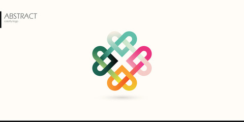 abstract geometric heart shape infinity charity logo donation icon social network connection group symbol children care sign. simple minimal modern vector graphic illustration