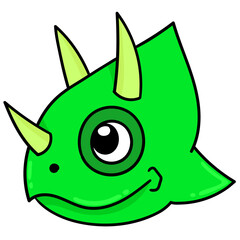 Colorful vector illustration of a funny green rhino face