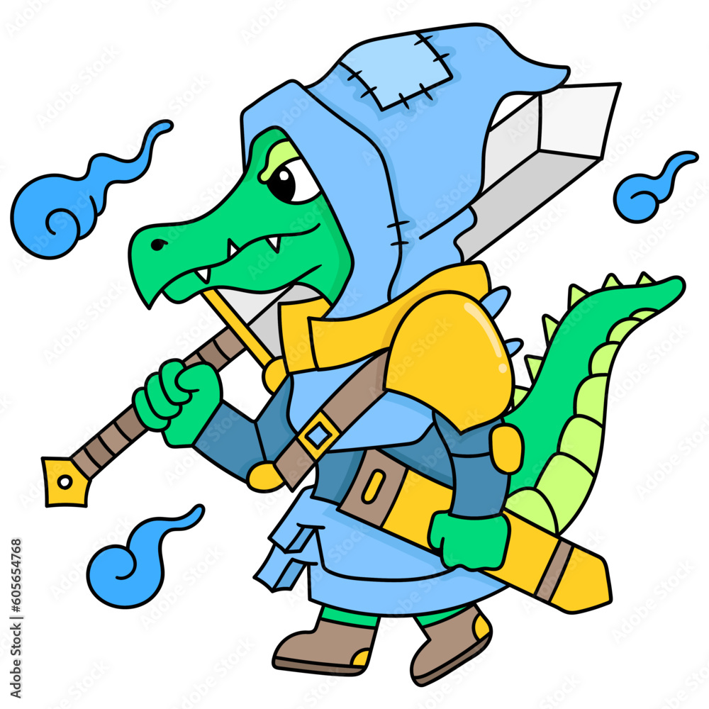 Sticker Vector of a crocodile cartoon doodle