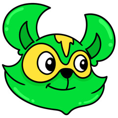 Vector of green wolf head with smile isolated in white background