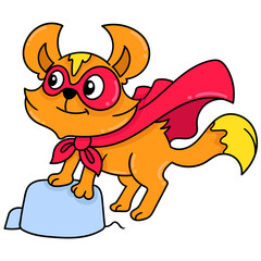 Creative illustration of a hero dog character wearing a mask and a cape