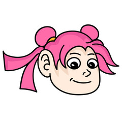 Vector of a cartoon doodle of a girl's face over a white background