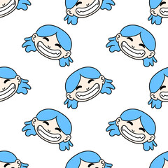 Vector illustration of blue-haired girls isolated on a white background