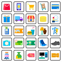 Vector of different shopping icons