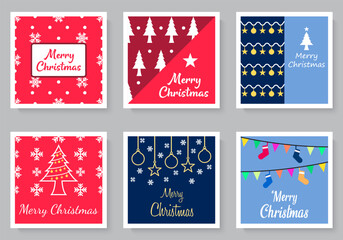 Editable set of beautiful Christmas card designs