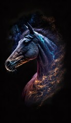 horse head with galaxy background