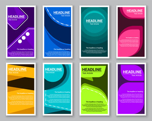 Set of printout template designs with a space for headline and text in different colors
