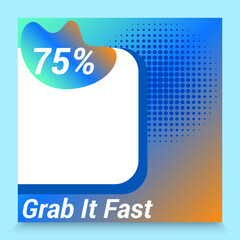 Editable template design of a sale banner with 75 percent off on a new arrival of a product