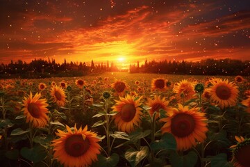sunflowers in a field, ai generative