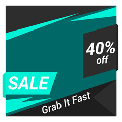 Sale banner template design with numbers and text on it, blue color