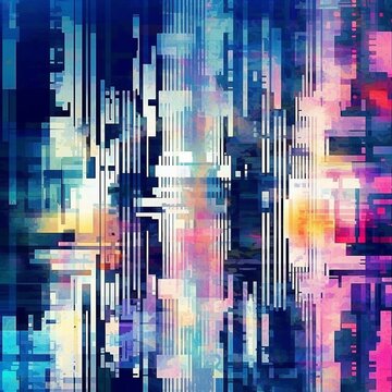 Futuristic glitch art distorted and fragmented pattern