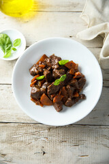 Traditional beef ragout with vegetables