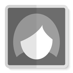 Female user icon, woman avatar on gray background