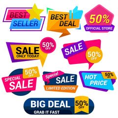 Set of sale banner templates design with text and numbers sign on the white background
