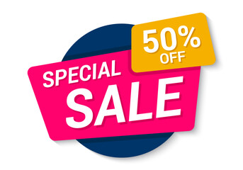 Sale banner template design with text and numbers sign on the white background