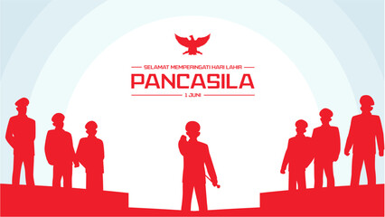 Selamat Memperingati Hari Lahir Pancasila 1 Juni Translation : Happy Commemorating the Birthday of Pancasila June 1 Vector Illustration. Happy Pancasila Day