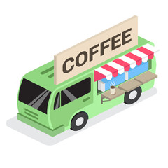 Vector illustration of a coffee truck icon