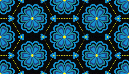 Geometric ethnic pattern seamless flower color. seamless pattern. Design for fabric,curtain,background,carpet,wallpaper,clothing,wrapping,Batik,mandalas,fabric,Vector illustration. pattern style.