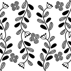Vector illustration of a greyscale floral pattern
