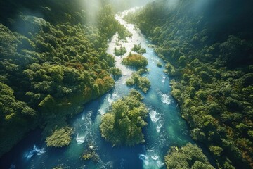 Fototapeta na wymiar aerial view of the river, ai generative