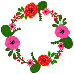 Vector illustration of the rounded flower decoration