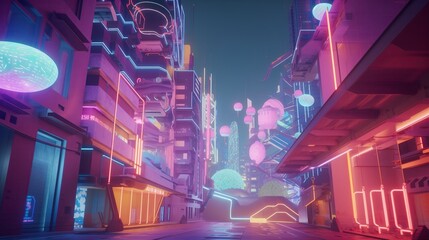  a cyberpunk landscape neon color futuristic 