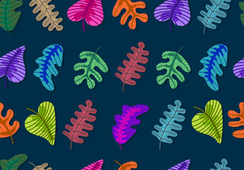 Vector illustration of the colorful autumn leaves pattern