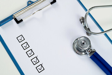 Stethoscope on medicine check list